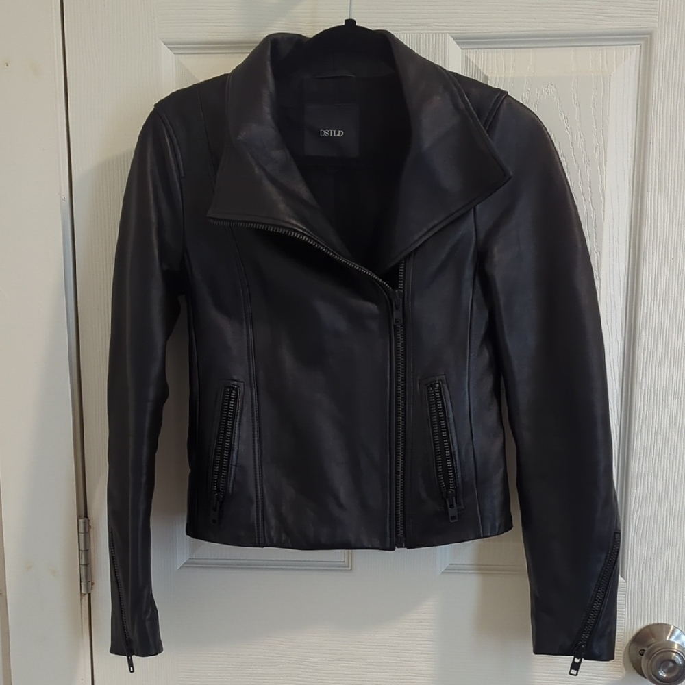 DSTLD Women's Black Leather Jacket